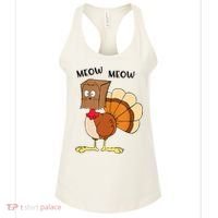 Funny Fake Cat Meow Turkey Thanksgiving Cat Love Fall Y'All Women's Tank Top thumb 0