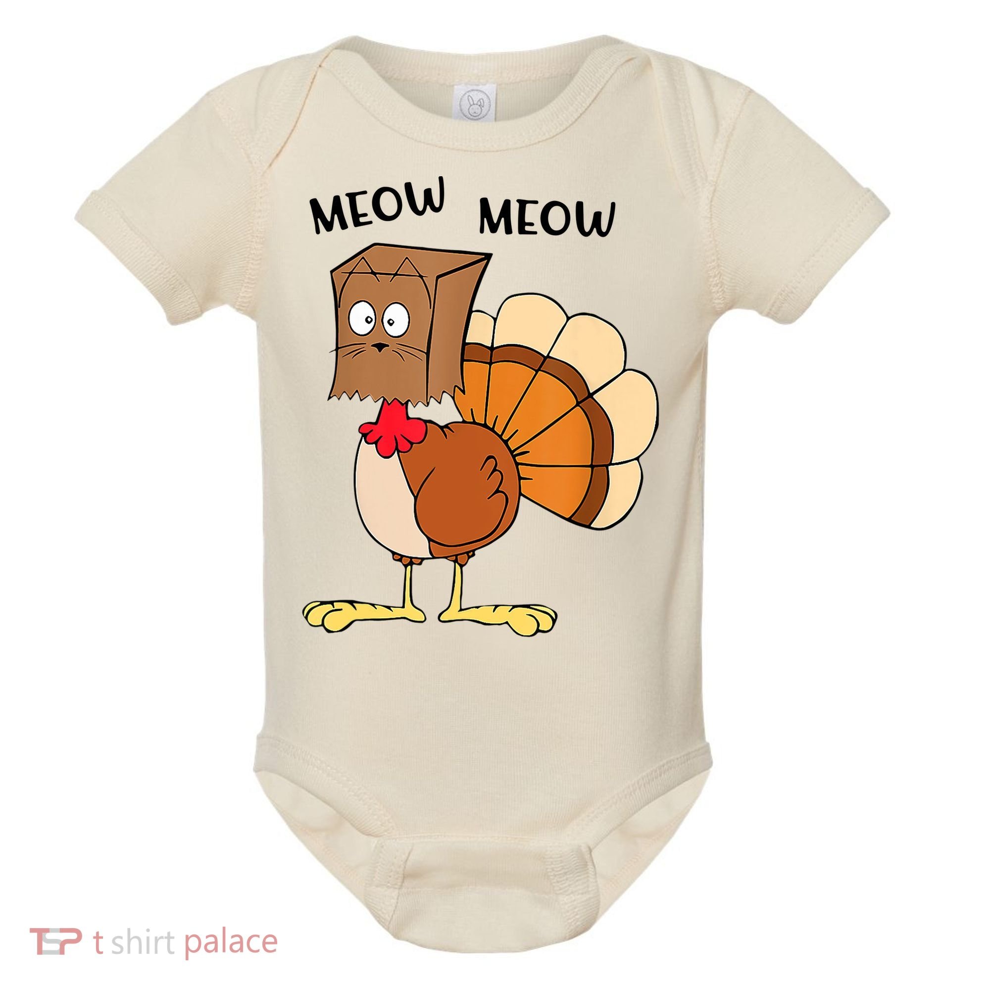 Funny Fake Cat Meow Turkey Thanksgiving Cat Love Fall Y'All Baby Bodysuit