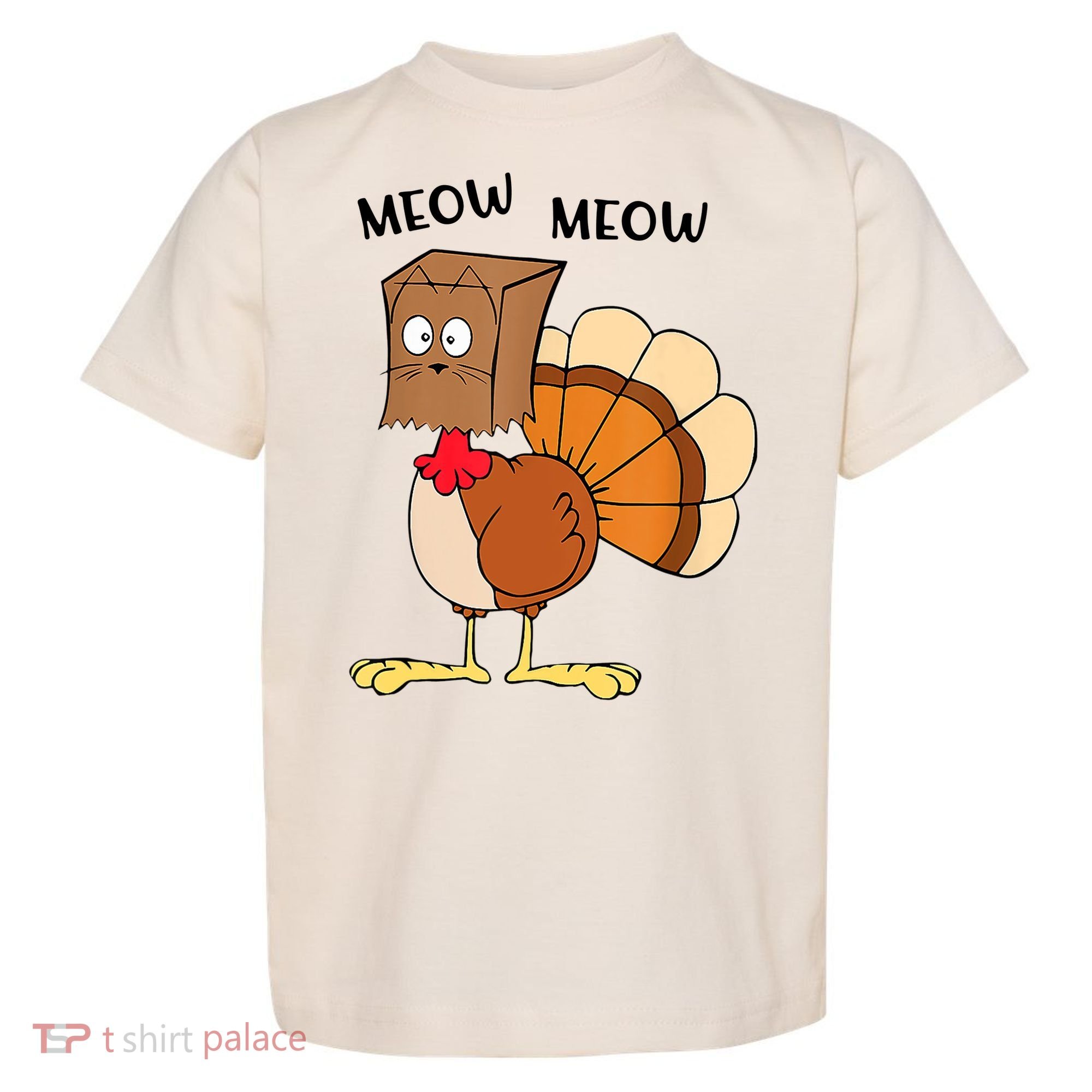 Funny Fake Cat Meow Turkey Thanksgiving Cat Love Fall Y'All Toddler T-Shirt