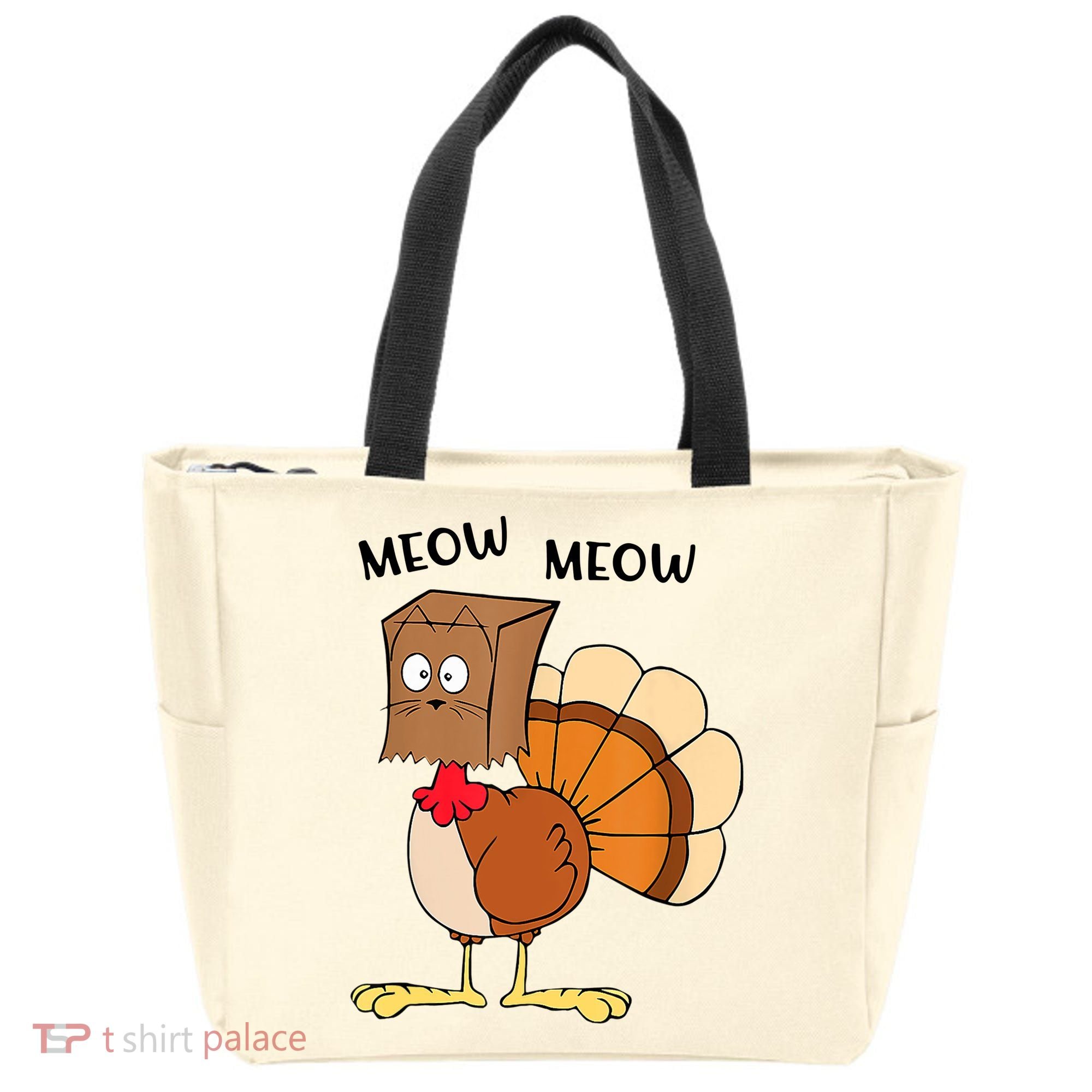 Funny Fake Cat Meow Turkey Thanksgiving Cat Love Fall Y'All Tote Bag