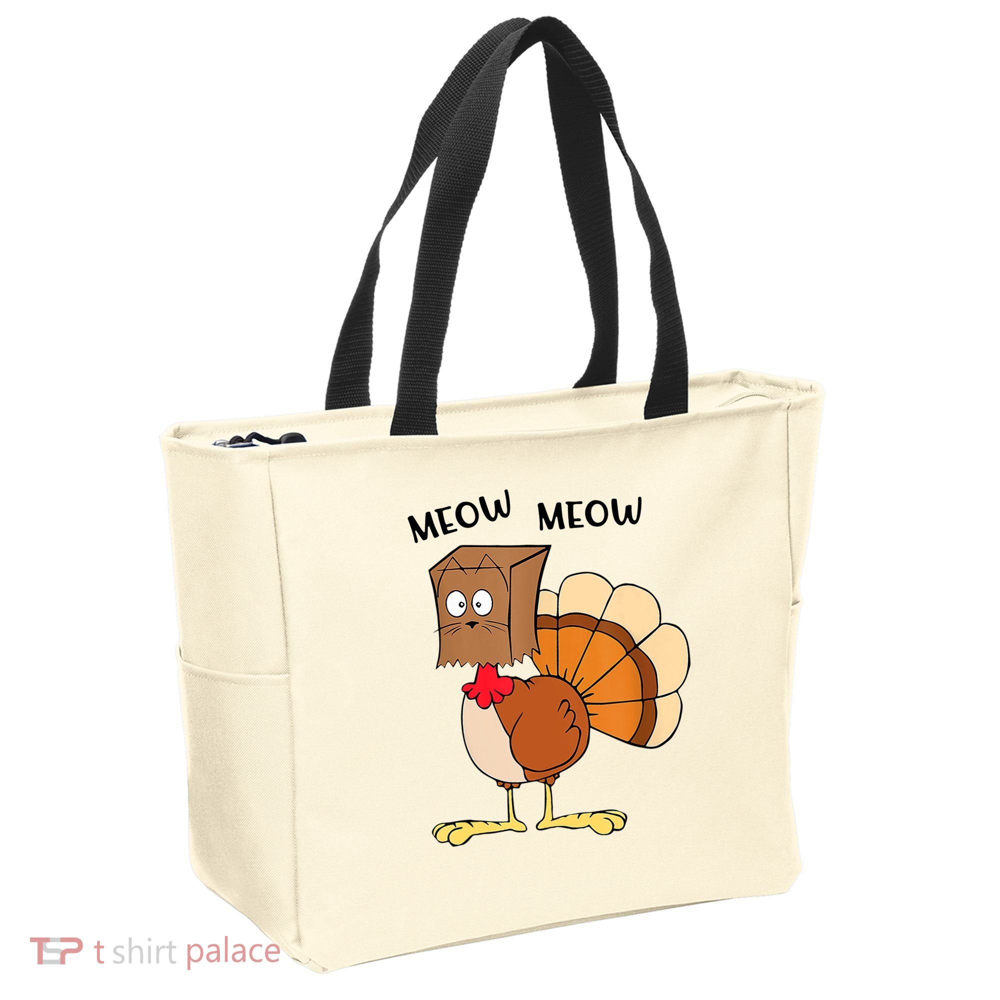 Funny Fake Cat Meow Turkey Thanksgiving Cat Love Fall Y'All Tote Bag