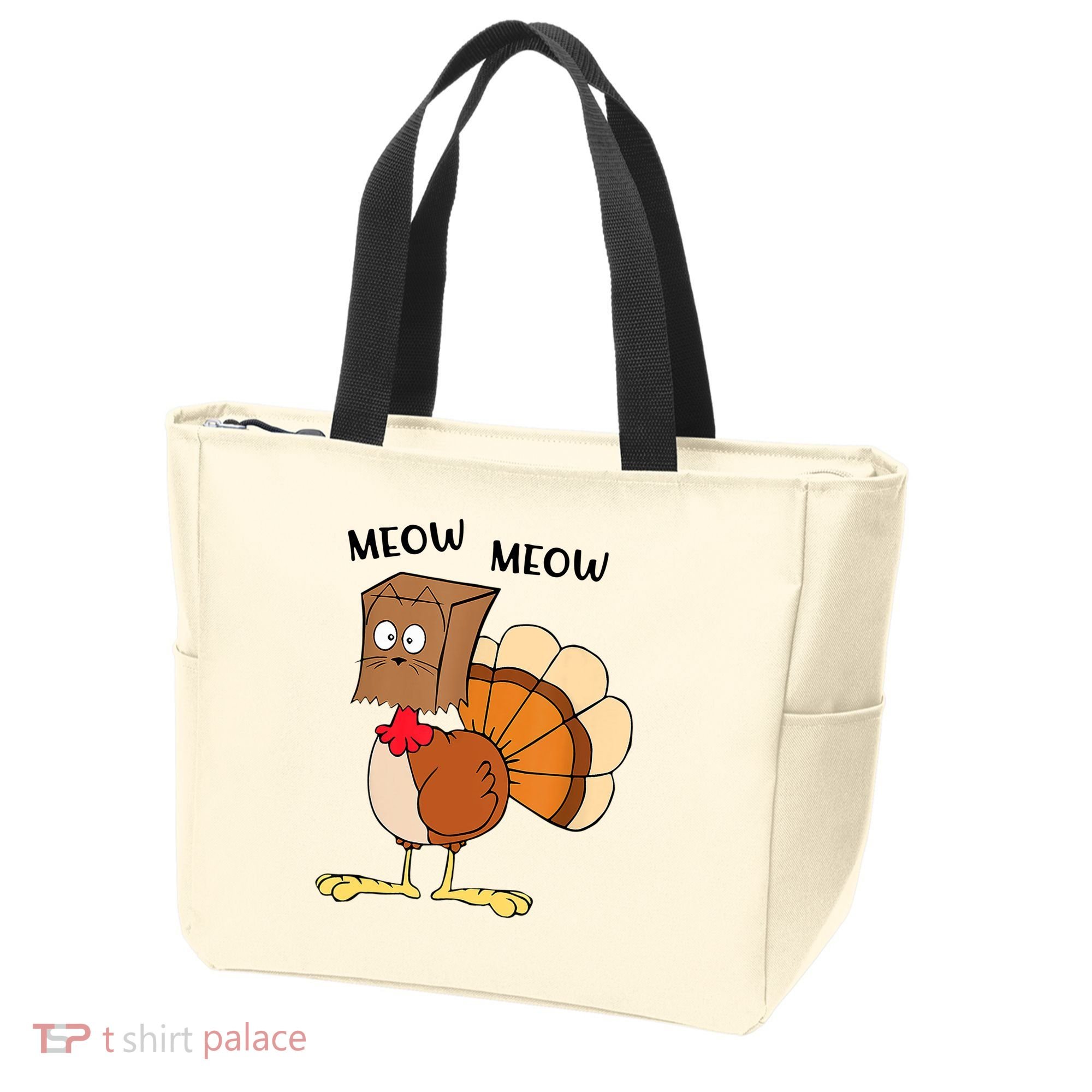 Funny Fake Cat Meow Turkey Thanksgiving Cat Love Fall Y'All Tote Bag