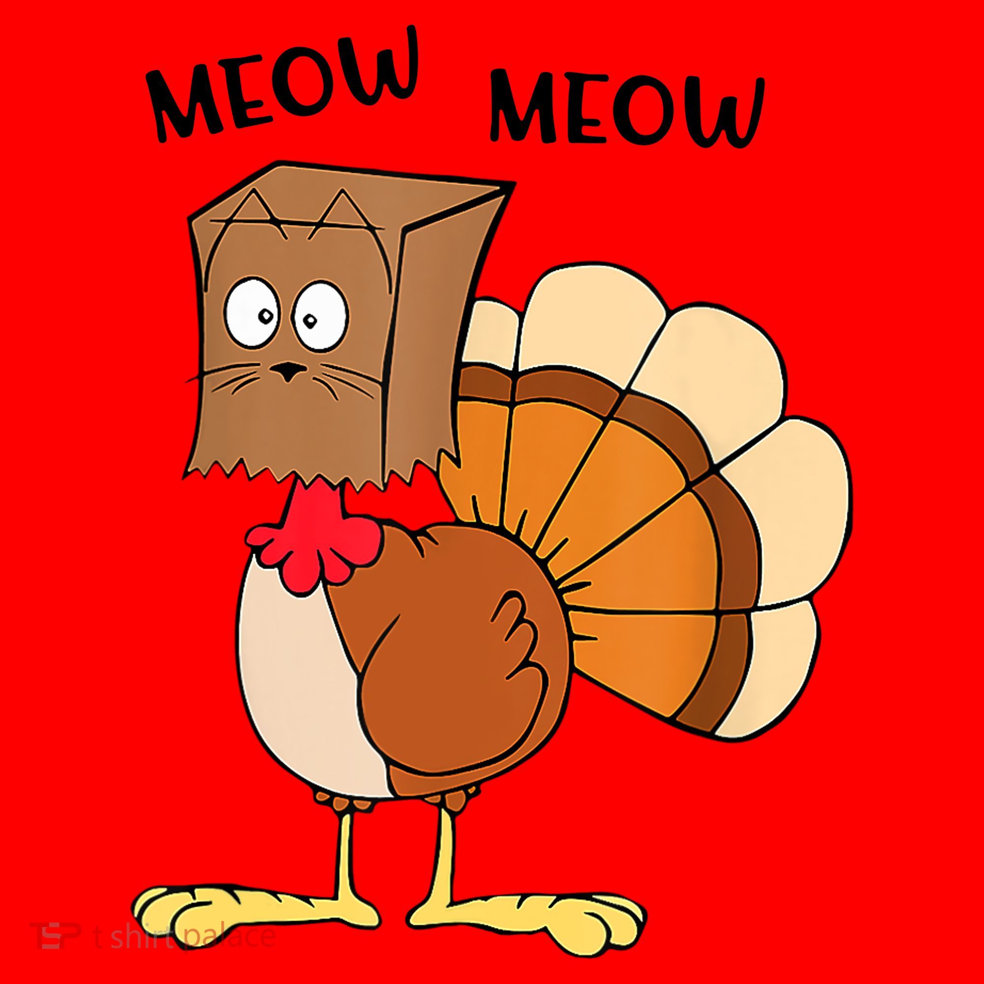 Funny Fake Cat Meow Turkey Thanksgiving Cat Love Fall Y'All Santa Hat