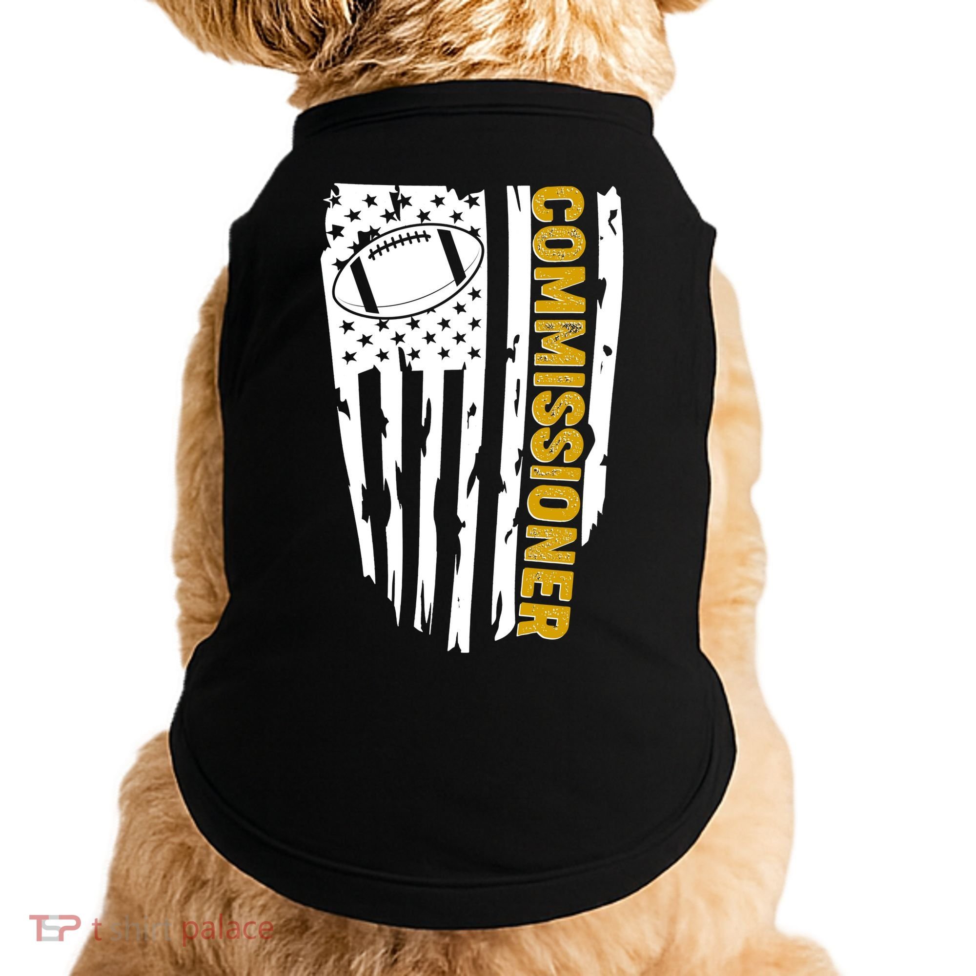 Fantasy Football Commissioner Distressed USA American Flag Doggie Tank