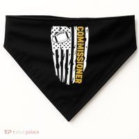 Fantasy Football Commissioner Distressed USA American Flag USA-Made Doggie Bandana thumb 0