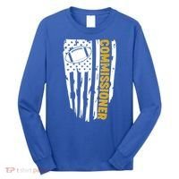 Fantasy Football Commissioner Distressed USA American Flag Long Sleeve Shirt thumb 0