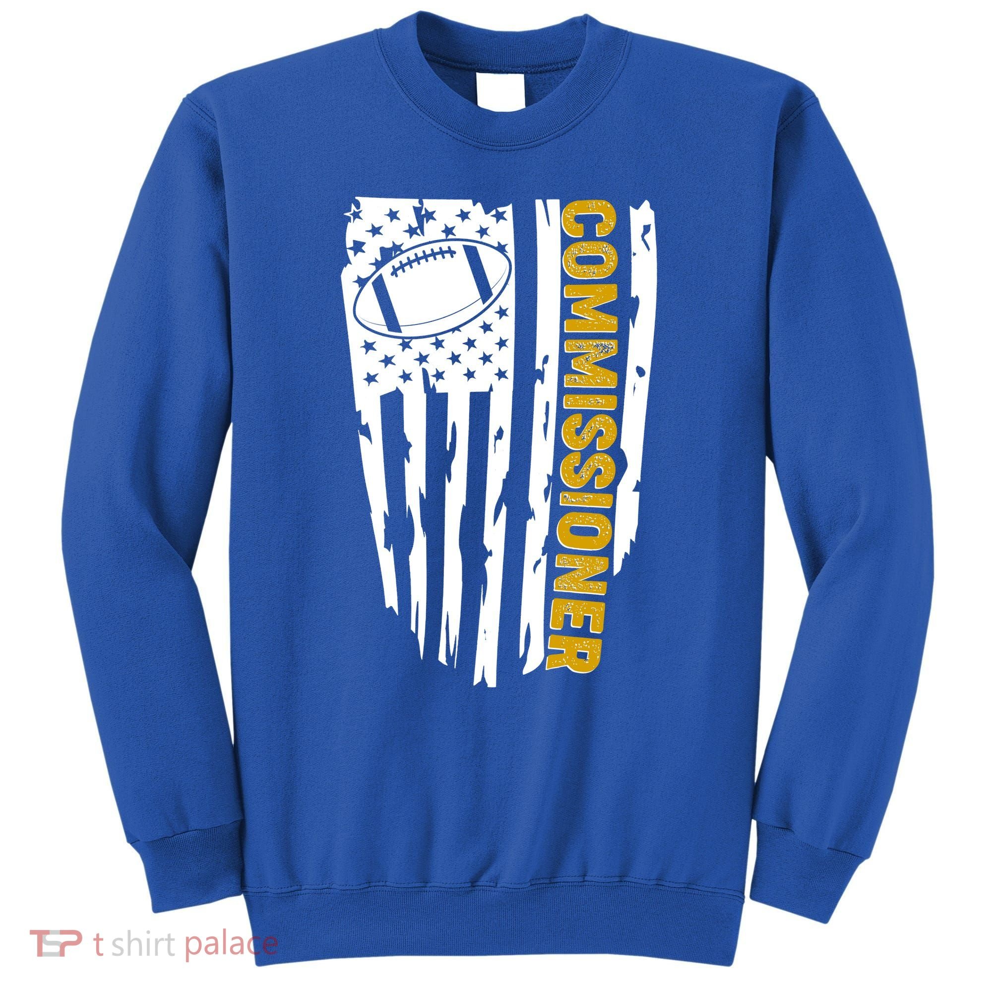 Fantasy Football Commissioner Distressed USA American Flag Sweatshirt