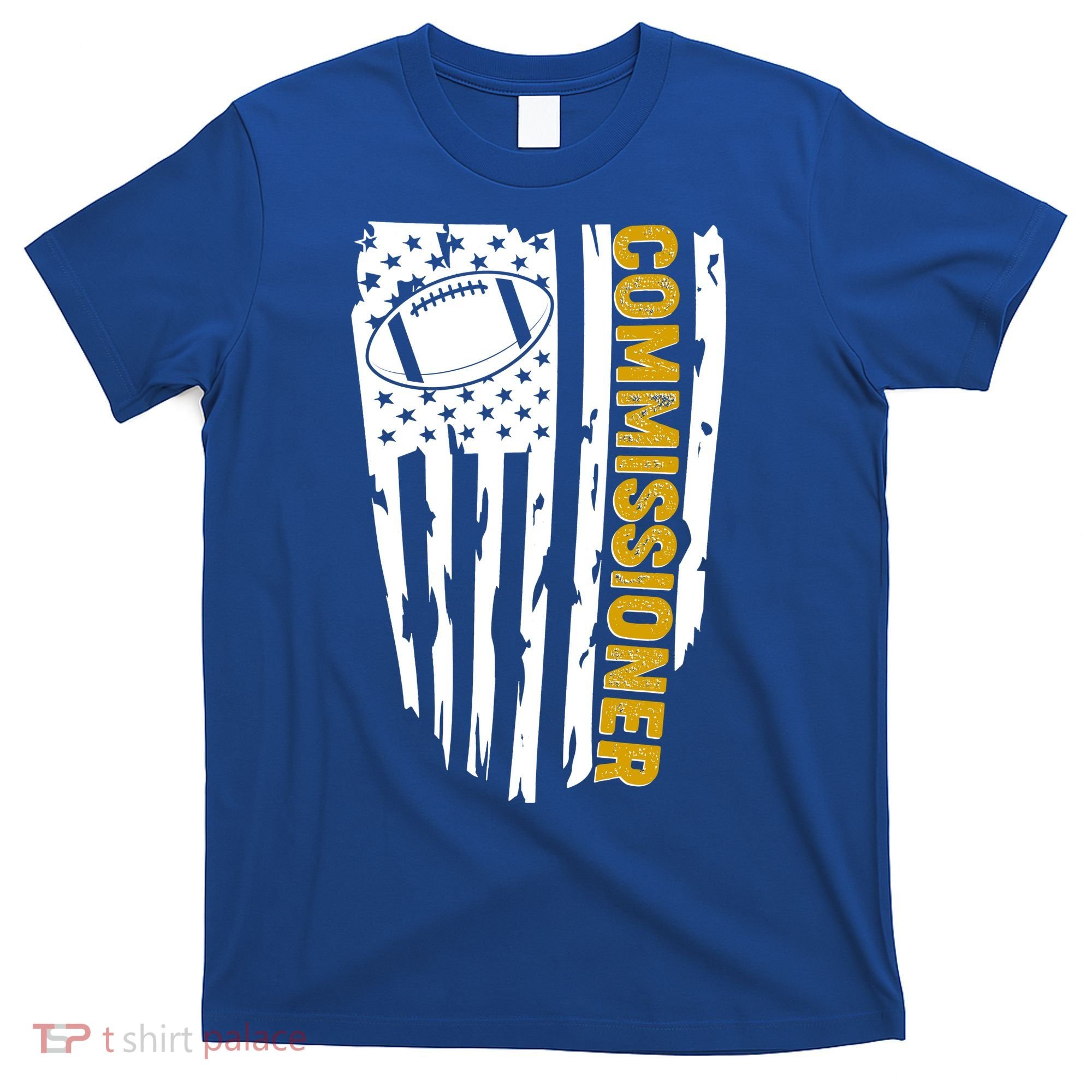 Fantasy Football Commissioner Distressed USA American Flag T-Shirt
