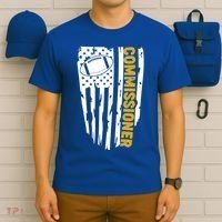 Fantasy Football Commissioner Distressed USA American Flag T-Shirt thumb 6