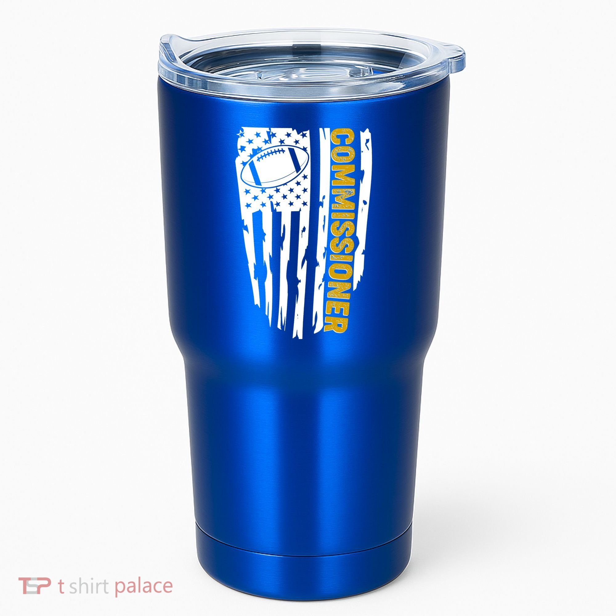 Fantasy Football Commissioner Distressed USA American Flag Tumbler