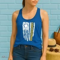 Fantasy Football Commissioner Distressed USA American Flag Women's Tank Top thumb 2