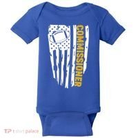 Fantasy Football Commissioner Distressed USA American Flag Baby Bodysuit thumb 0