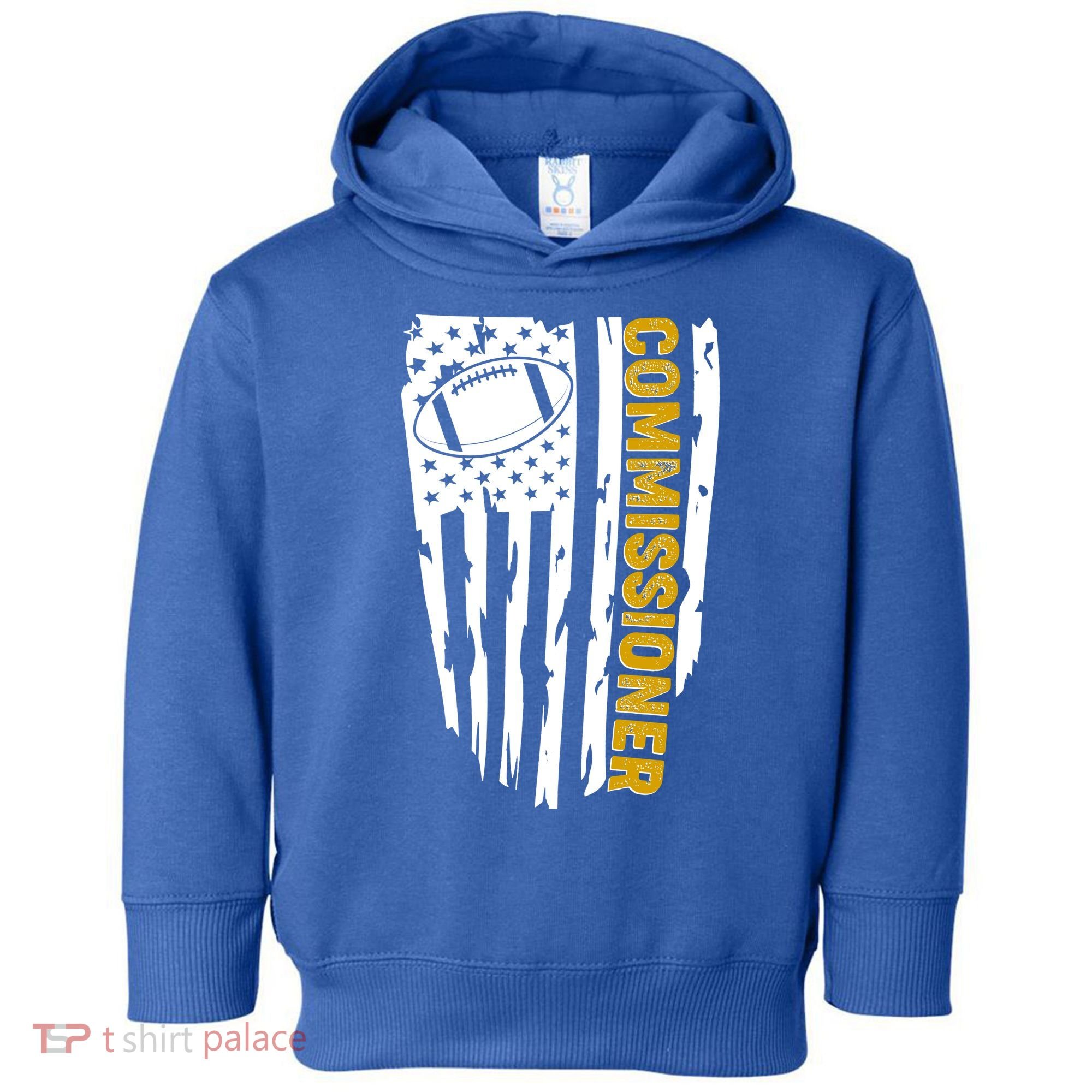 Fantasy Football Commissioner Distressed USA American Flag Toddler Hoodie