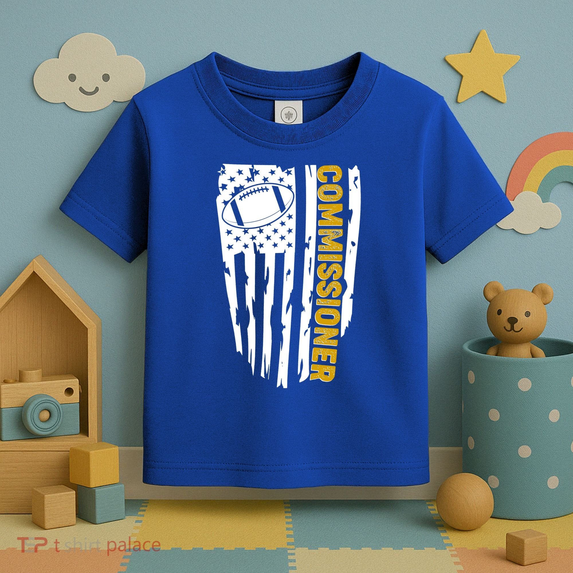 Fantasy Football Commissioner Distressed USA American Flag Toddler T-Shirt