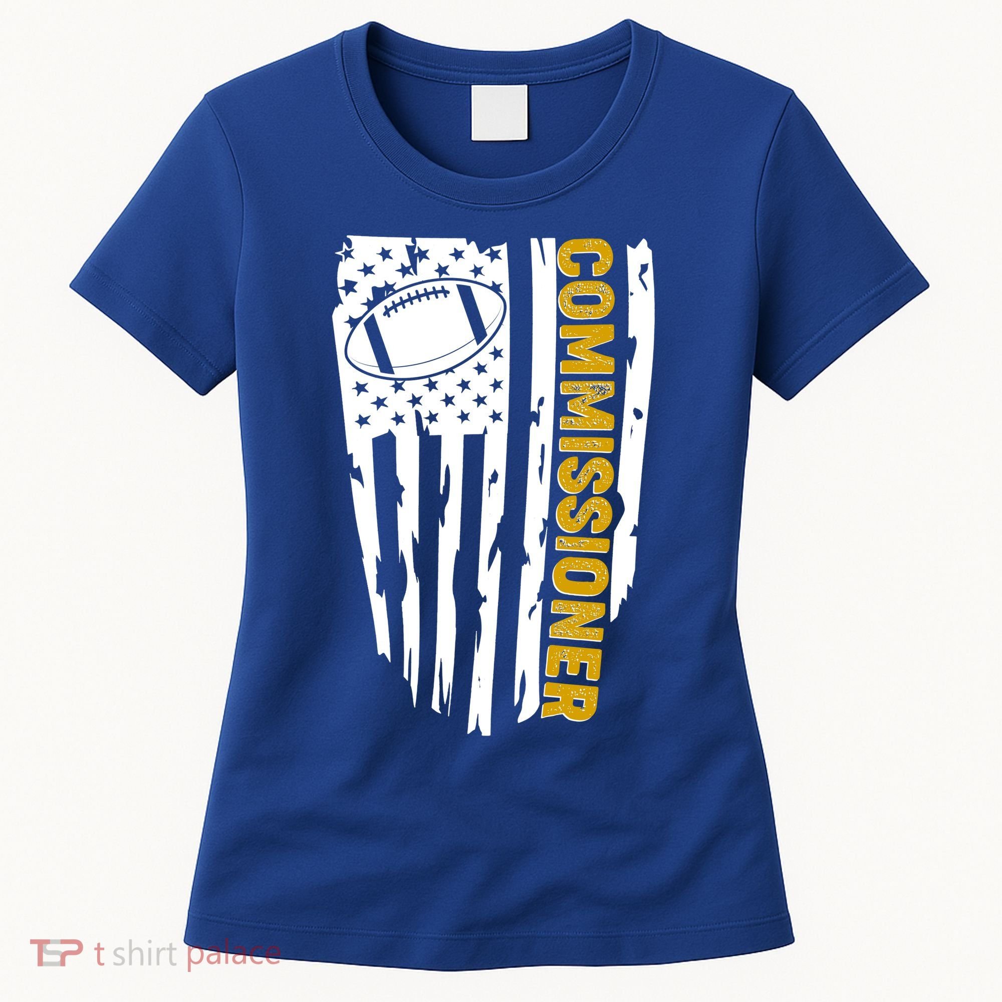 Fantasy Football Commissioner Distressed USA American Flag Women's T-Shirt