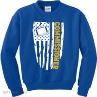 Fantasy Football Commissioner Distressed USA American Flag Kids Sweatshirt thumb 0