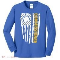 Fantasy Football Commissioner Distressed USA American Flag Kids Long Sleeve Shirt thumb 0