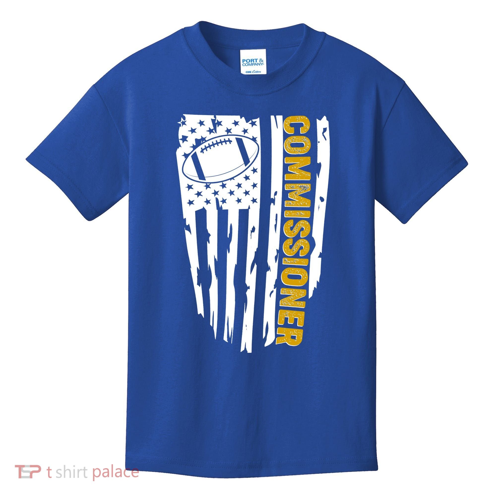 Fantasy Football Commissioner Distressed USA American Flag Kids T-Shirt
