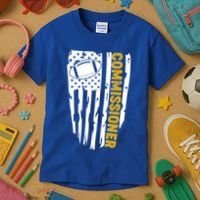 Fantasy Football Commissioner Distressed USA American Flag Kids T-Shirt thumb 3