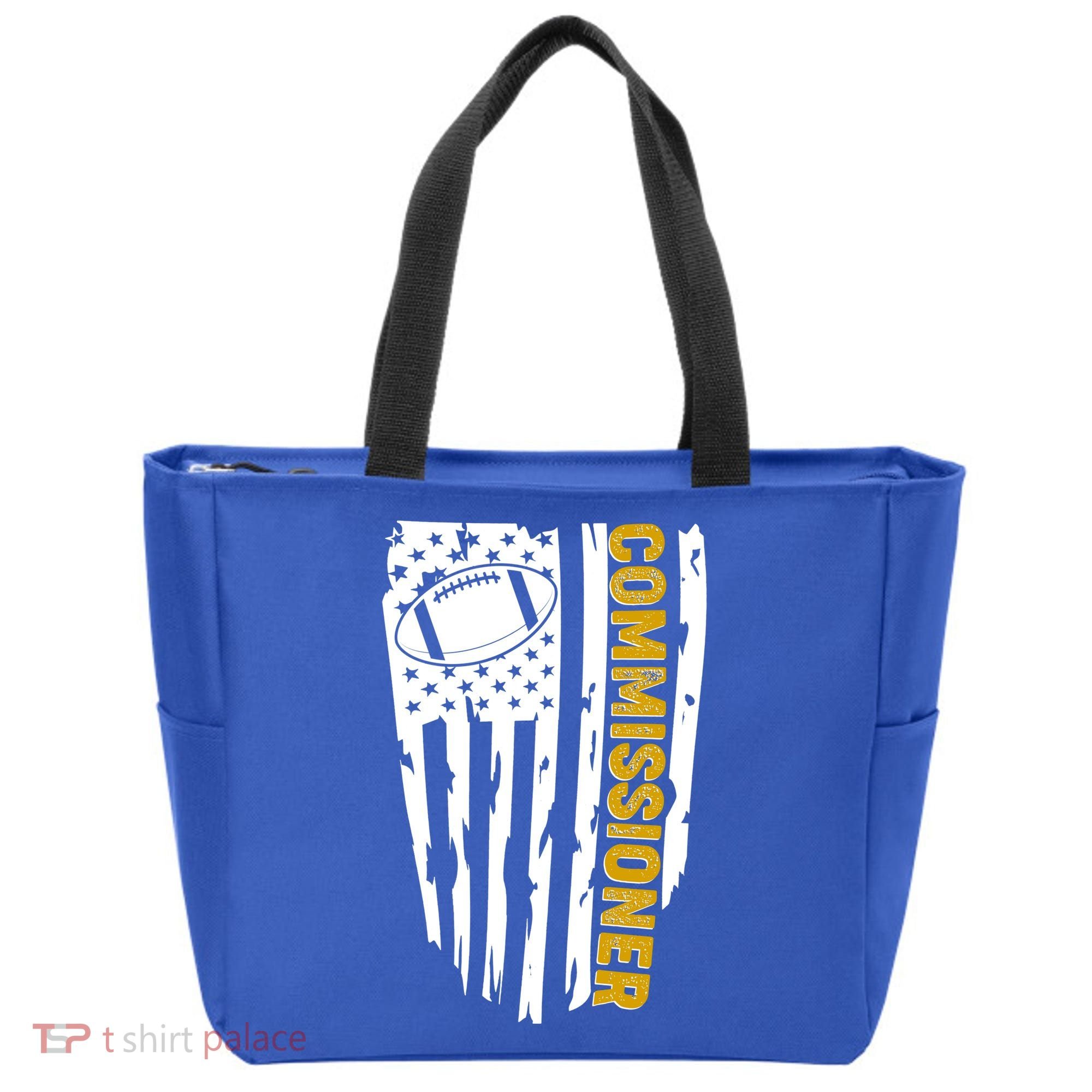Fantasy Football Commissioner Distressed USA American Flag Tote Bag