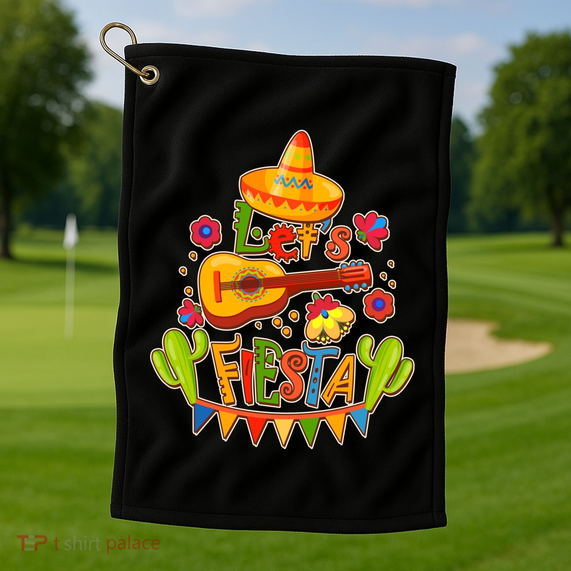 Funny Festive Cinco De Mayo Let's Fiesta Golf Towel