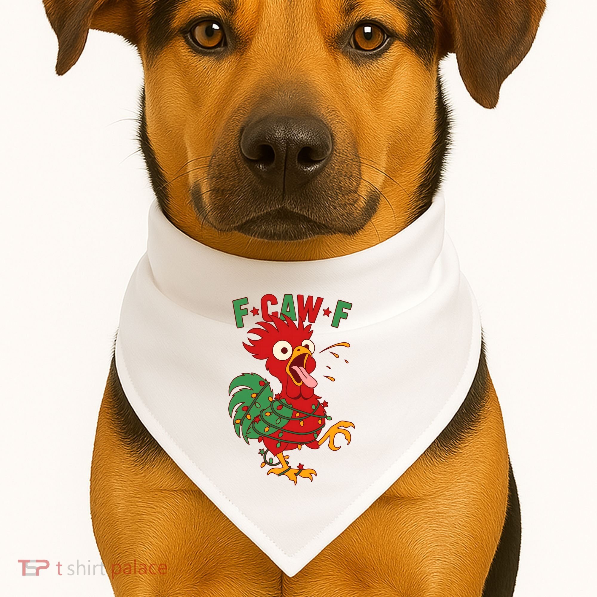 F-CAW-F Funny Christmas Santa Crow USA-Made Doggie Bandana