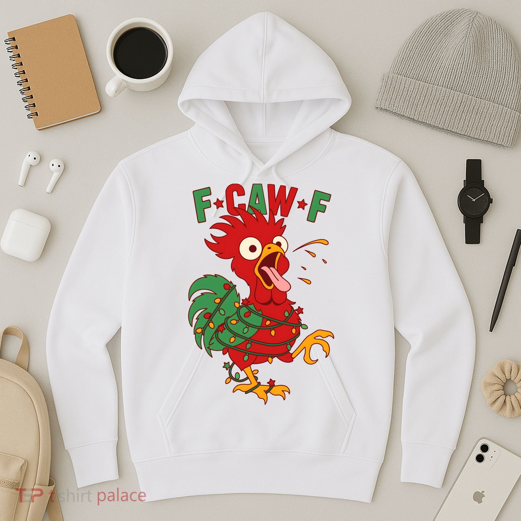 F-CAW-F Funny Christmas Santa Crow Hoodie