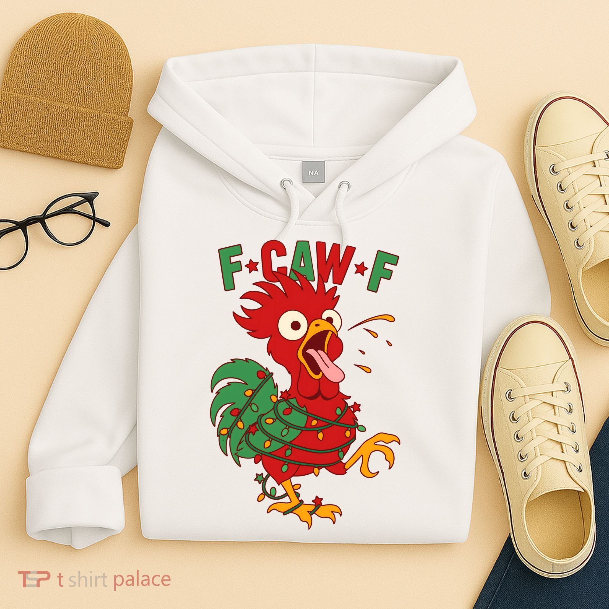 F-CAW-F Funny Christmas Santa Crow Hoodie