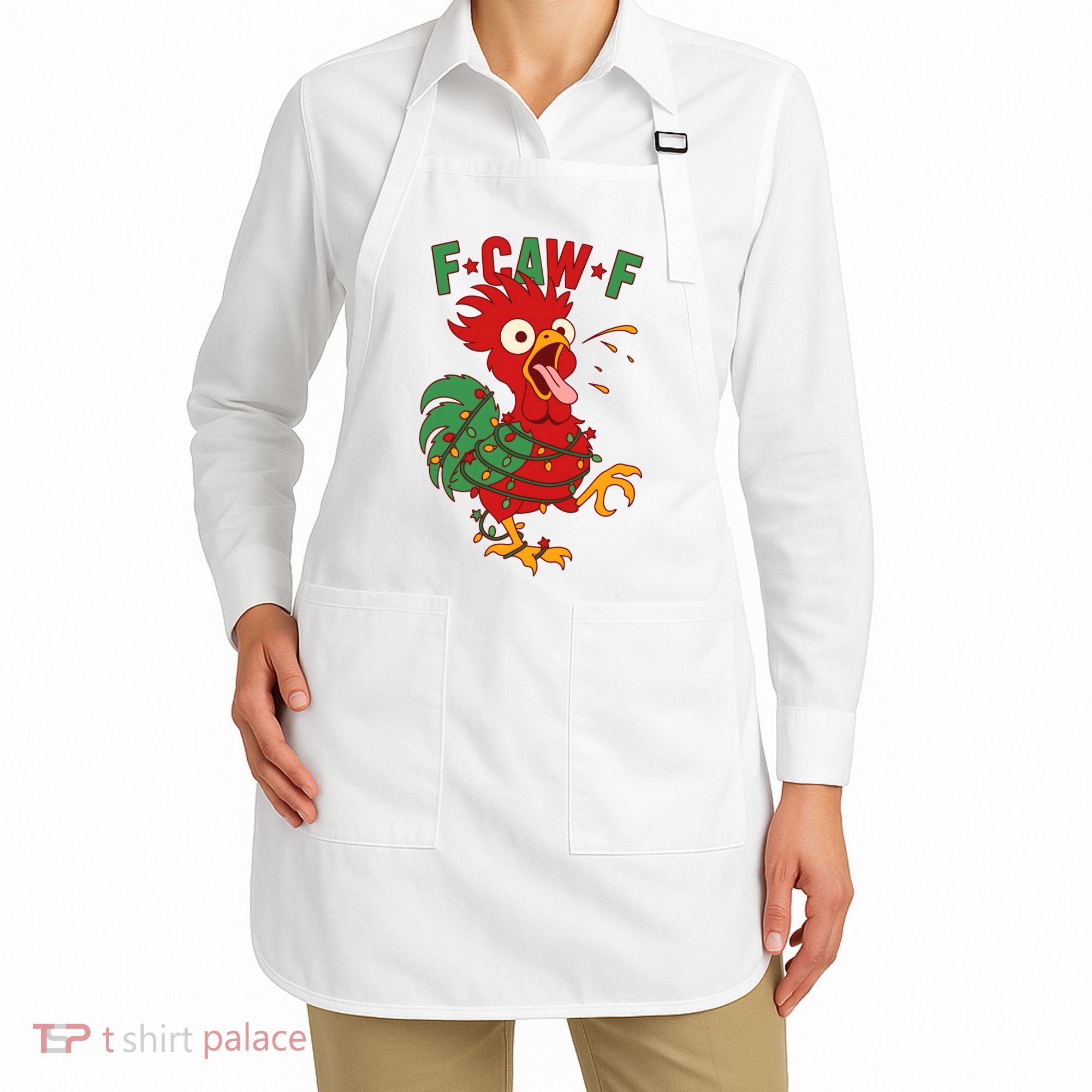 F-CAW-F Funny Christmas Santa Crow Apron