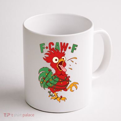 F-CAW-F Funny Christmas Santa Crow Coffee Mug back