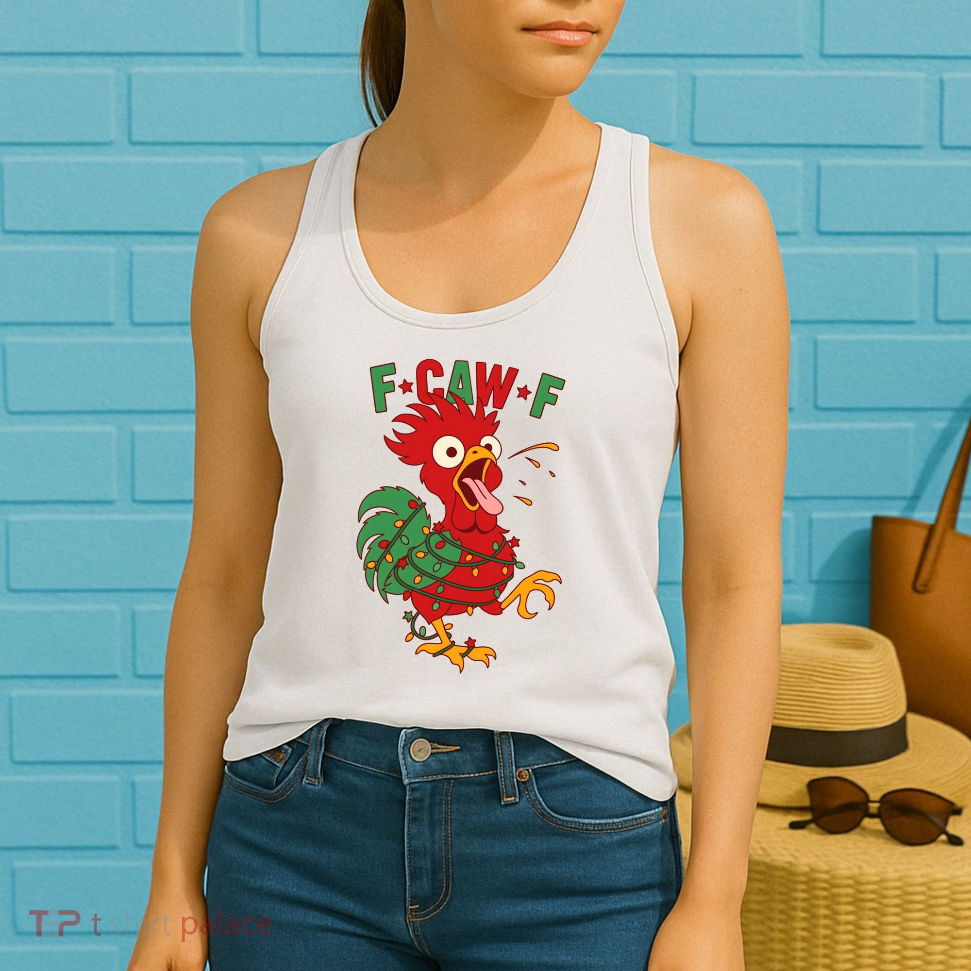F-CAW-F Funny Christmas Santa Crow Women's Tank Top