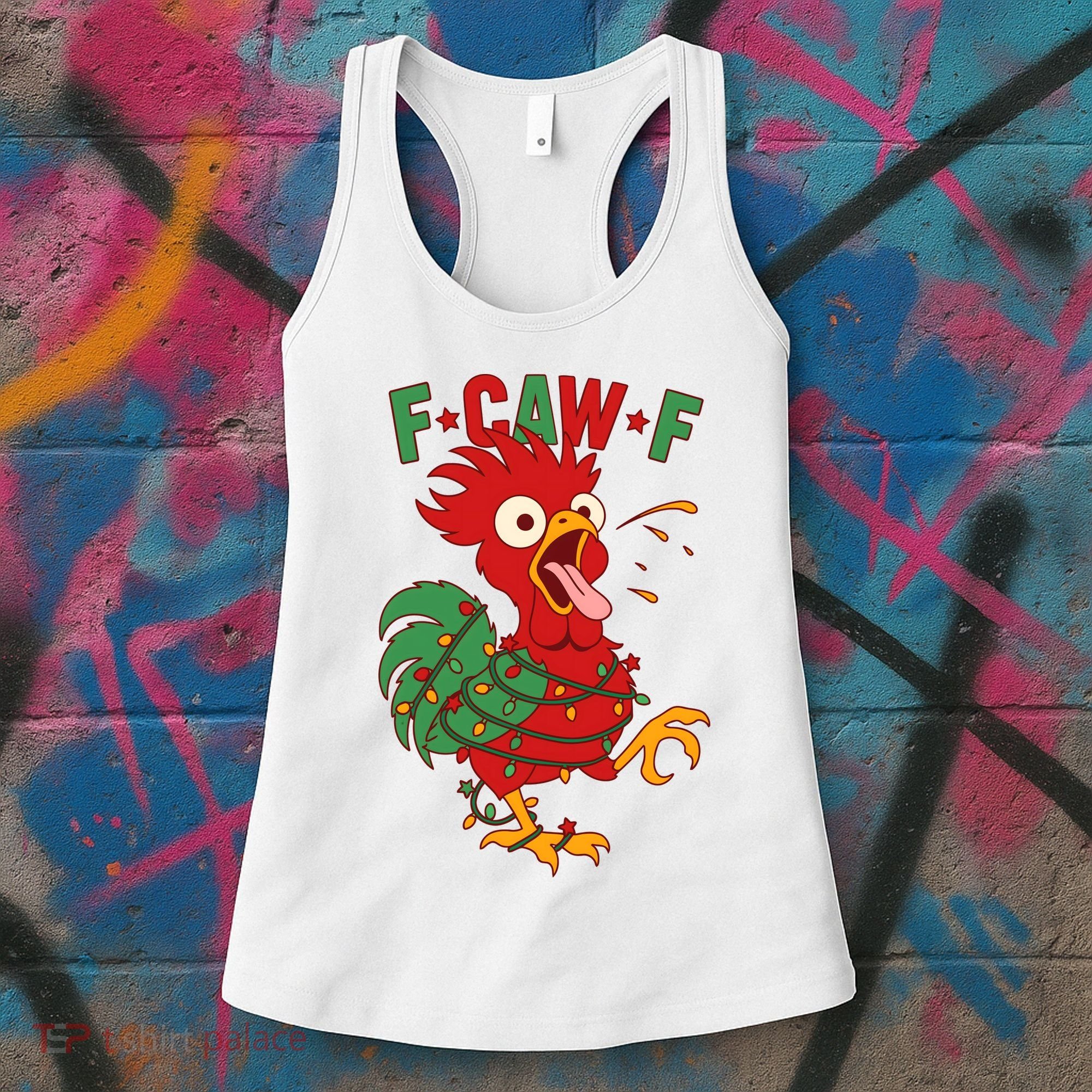 F-CAW-F Funny Christmas Santa Crow Women's Tank Top