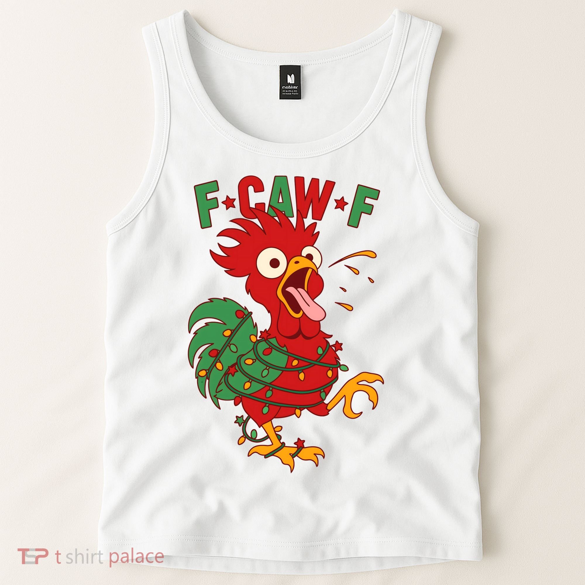 F-CAW-F Funny Christmas Santa Crow Tank Top