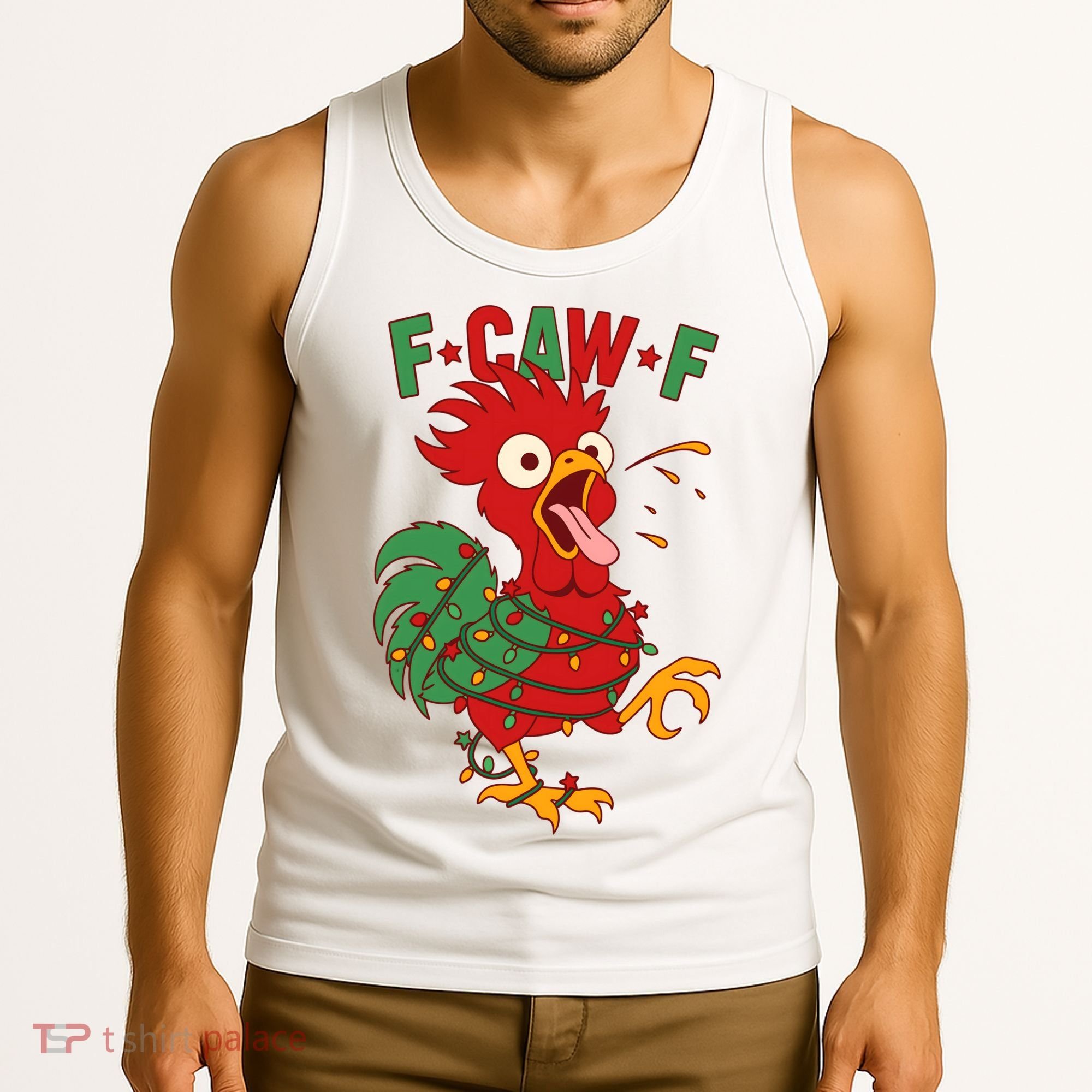 F-CAW-F Funny Christmas Santa Crow Tank Top