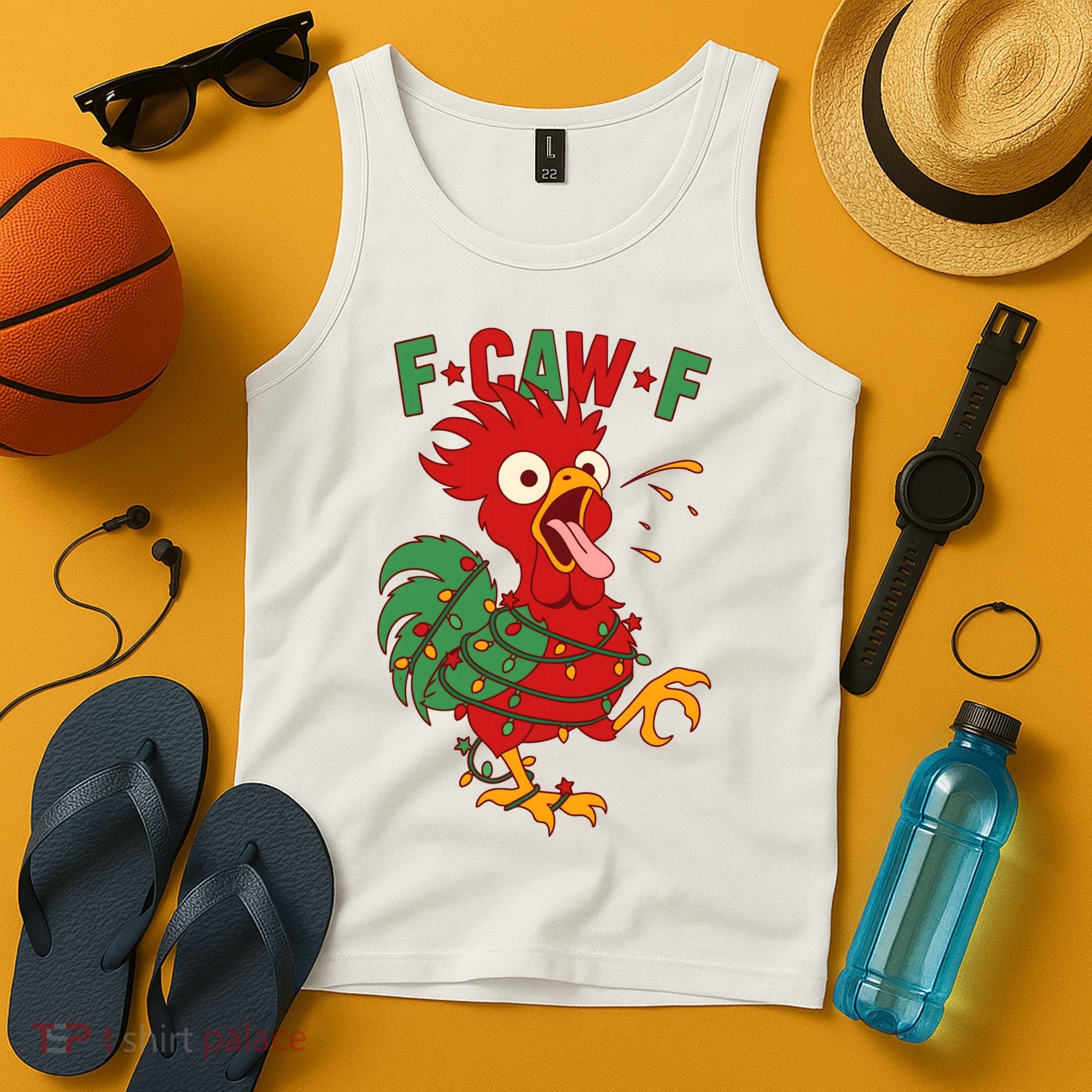 F-CAW-F Funny Christmas Santa Crow Tank Top