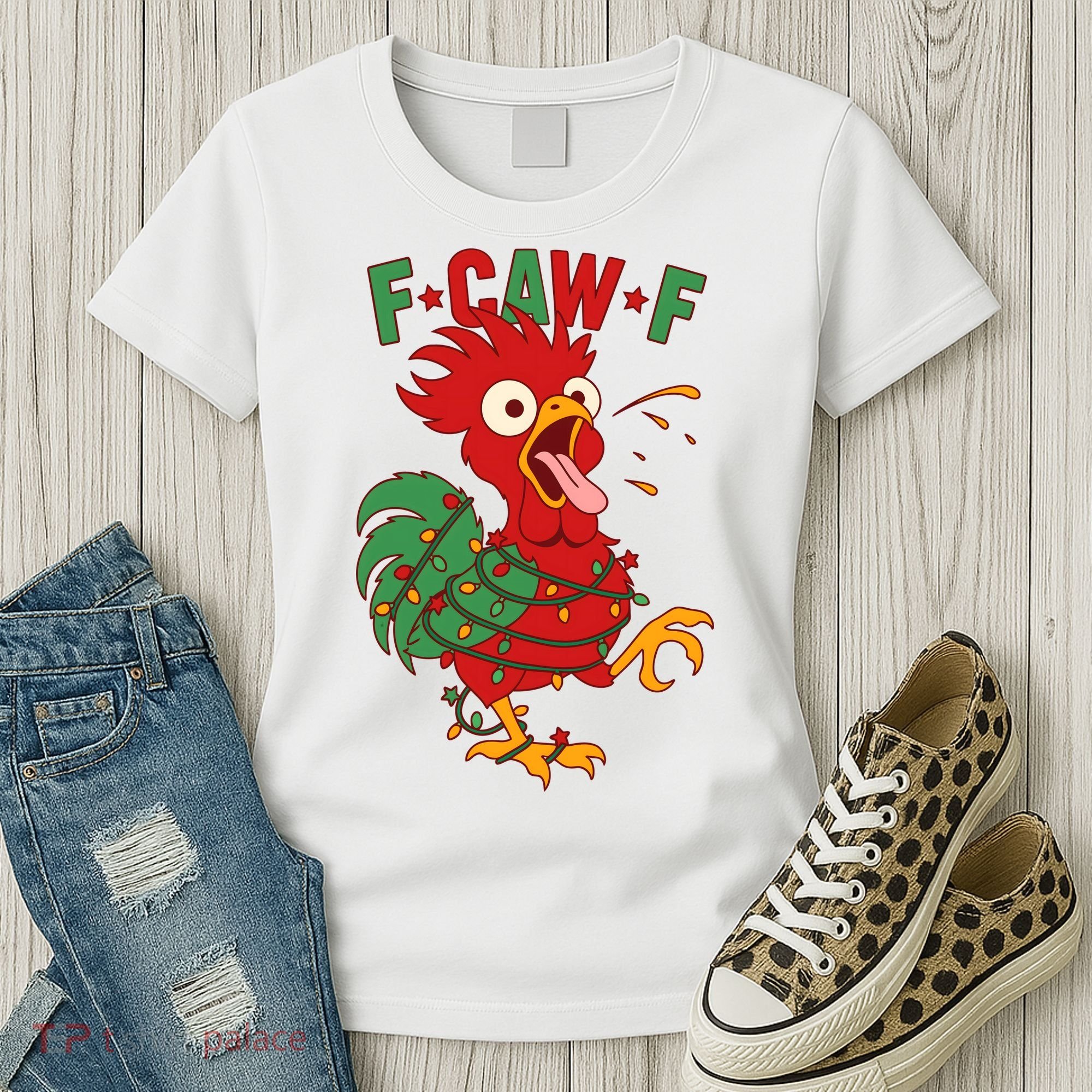 F-CAW-F Funny Christmas Santa Crow Women's T-Shirt
