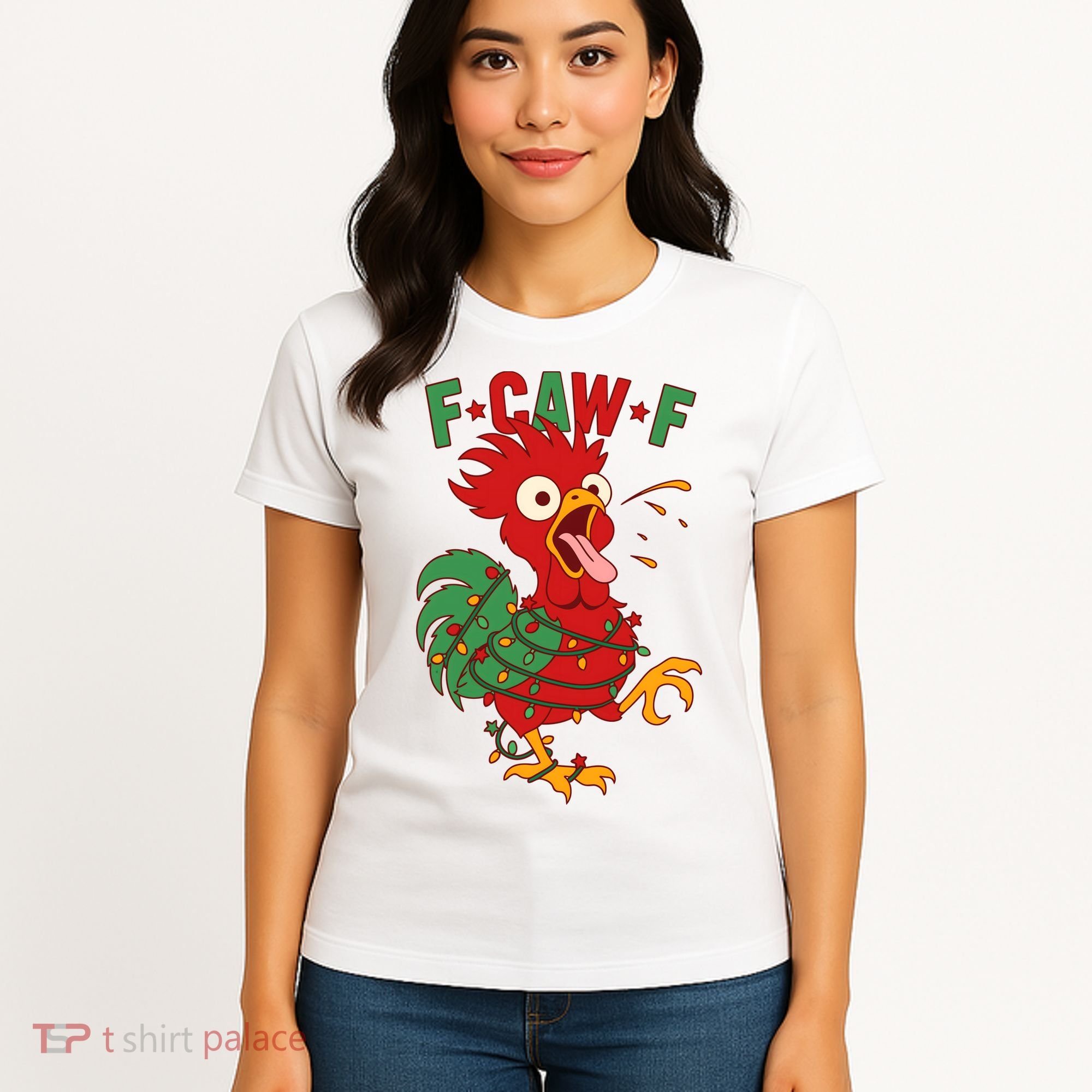 F-CAW-F Funny Christmas Santa Crow Women's T-Shirt