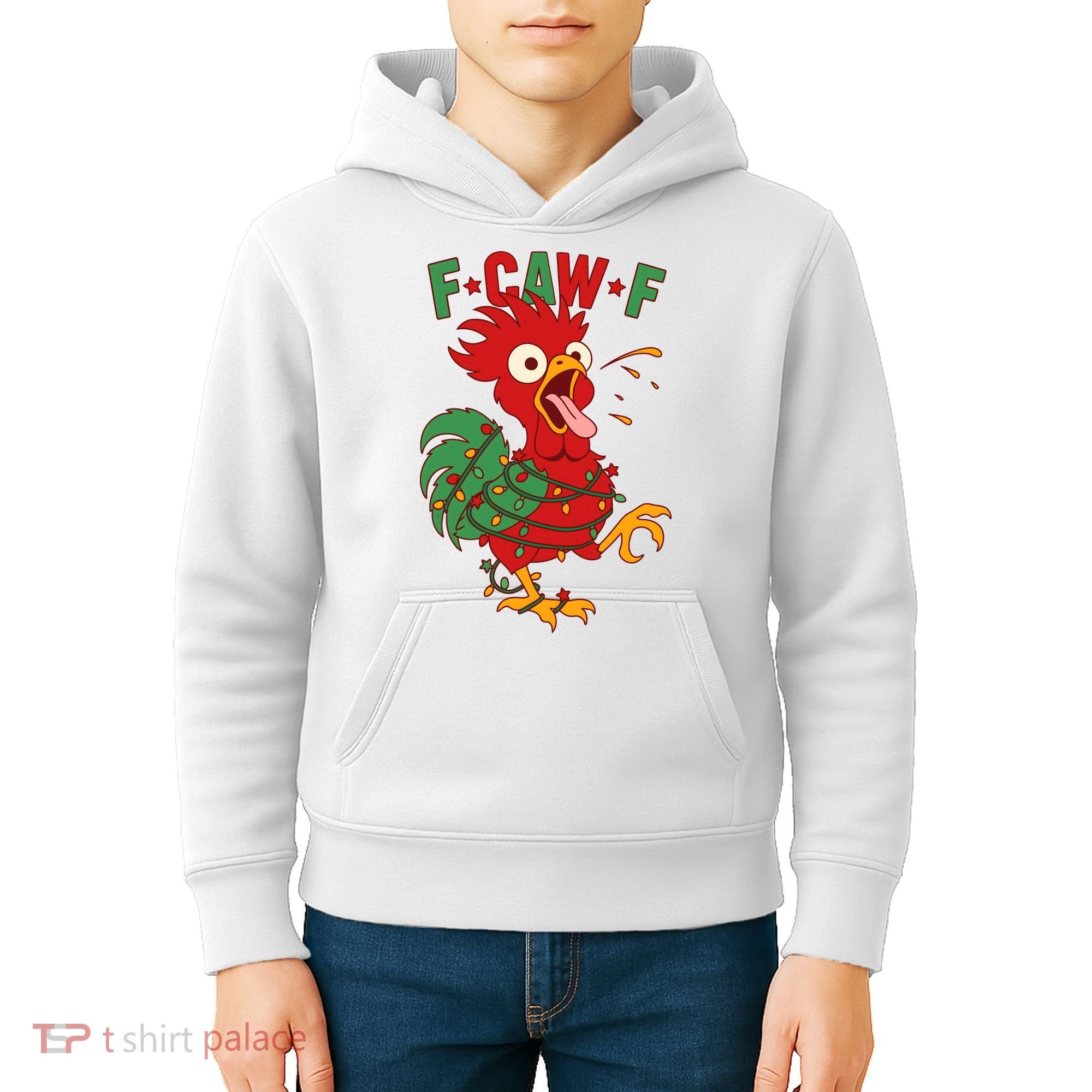 F-CAW-F Funny Christmas Santa Crow Kids Hoodie