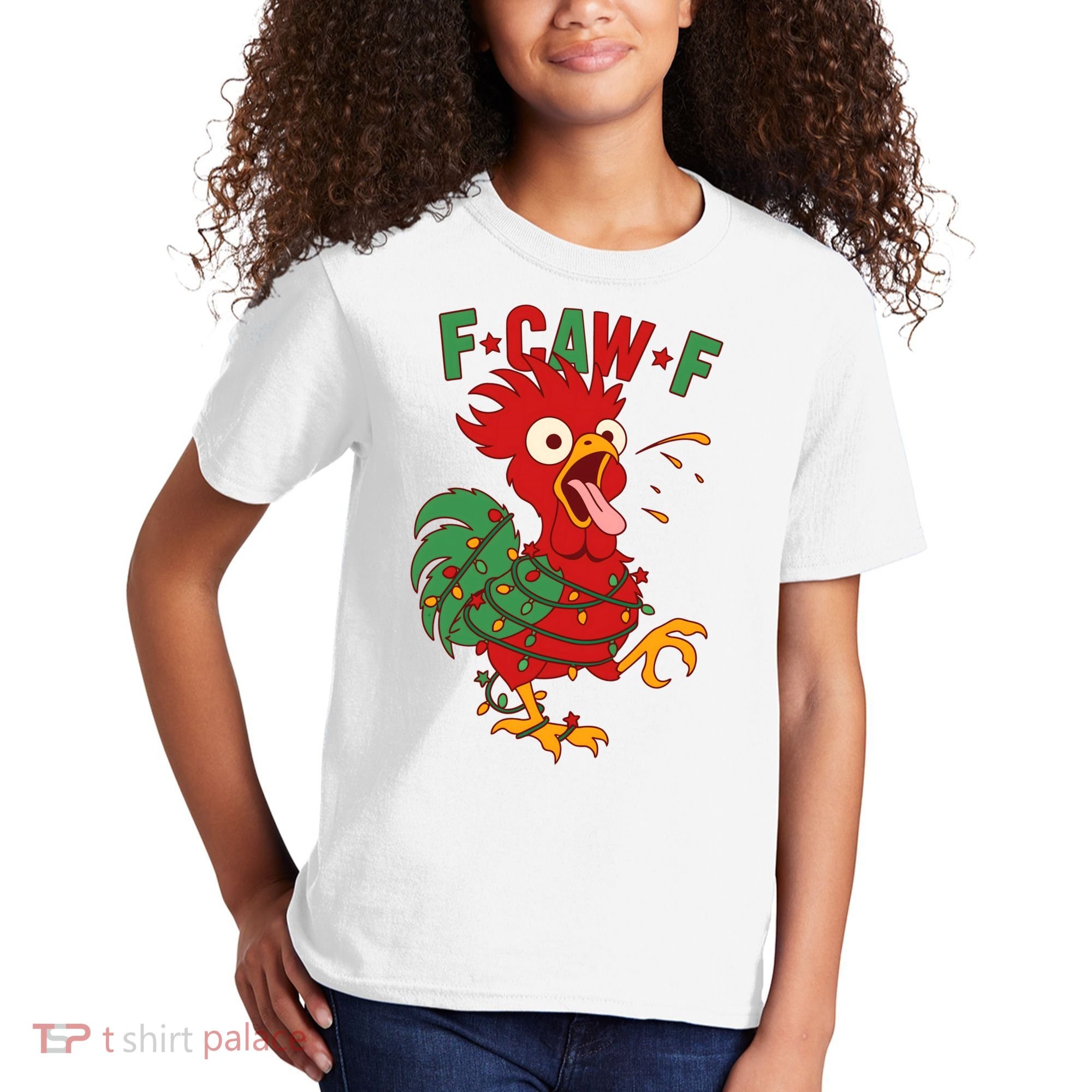 F-CAW-F Funny Christmas Santa Crow Kids T-Shirt