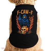 F-Caw-F Funny Crow Skeleton Skull Meme Doggie Tank thumb 0