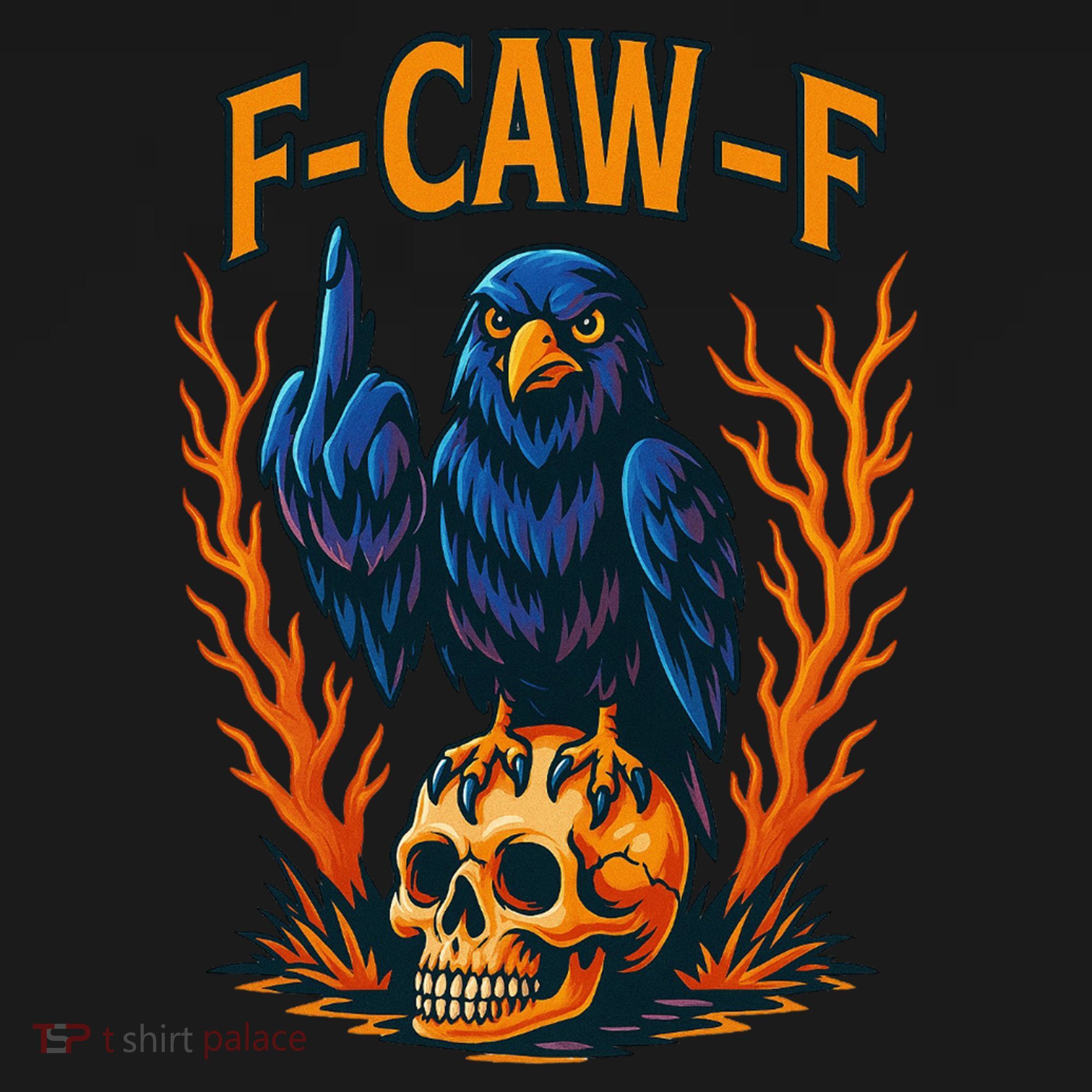 F-Caw-F Funny Crow Skeleton Skull Meme USA-Made Doggie Bandana