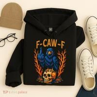 F-Caw-F Funny Crow Skeleton Skull Meme Hoodie thumb 4