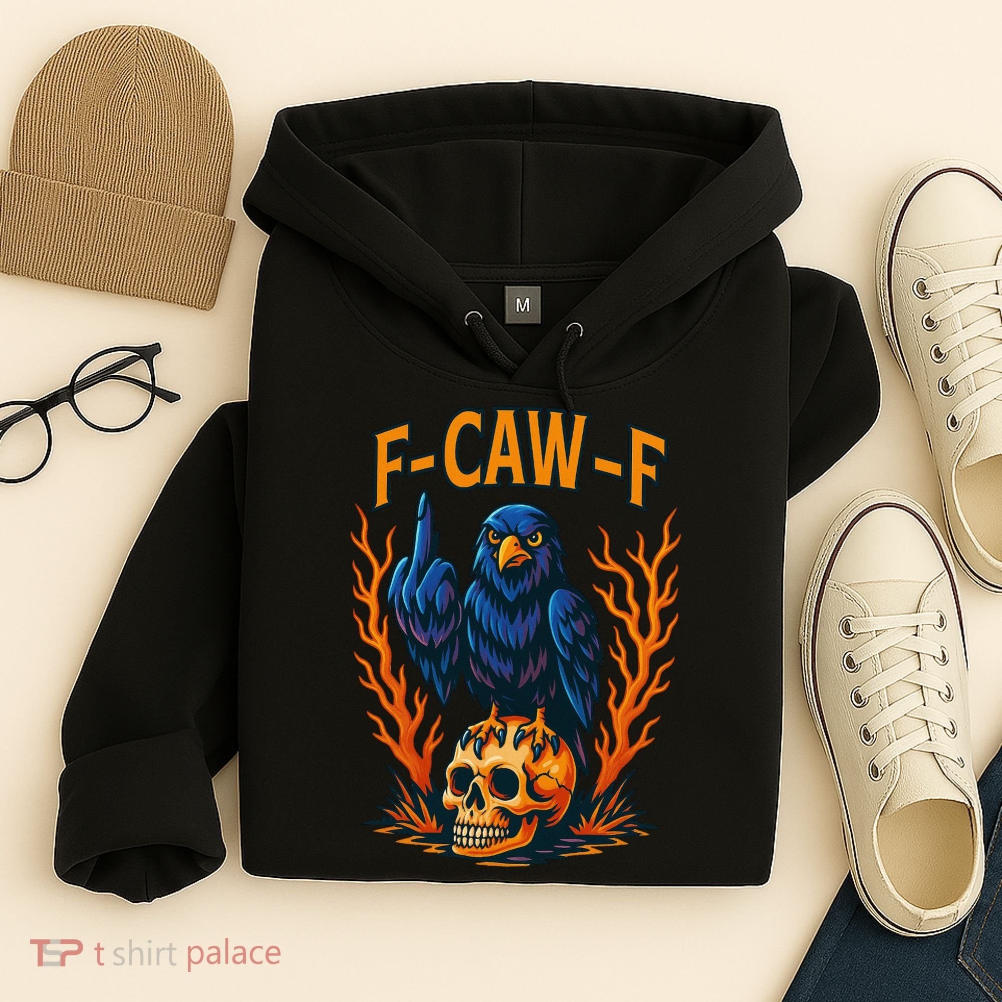 F-Caw-F Funny Crow Skeleton Skull Meme Hoodie