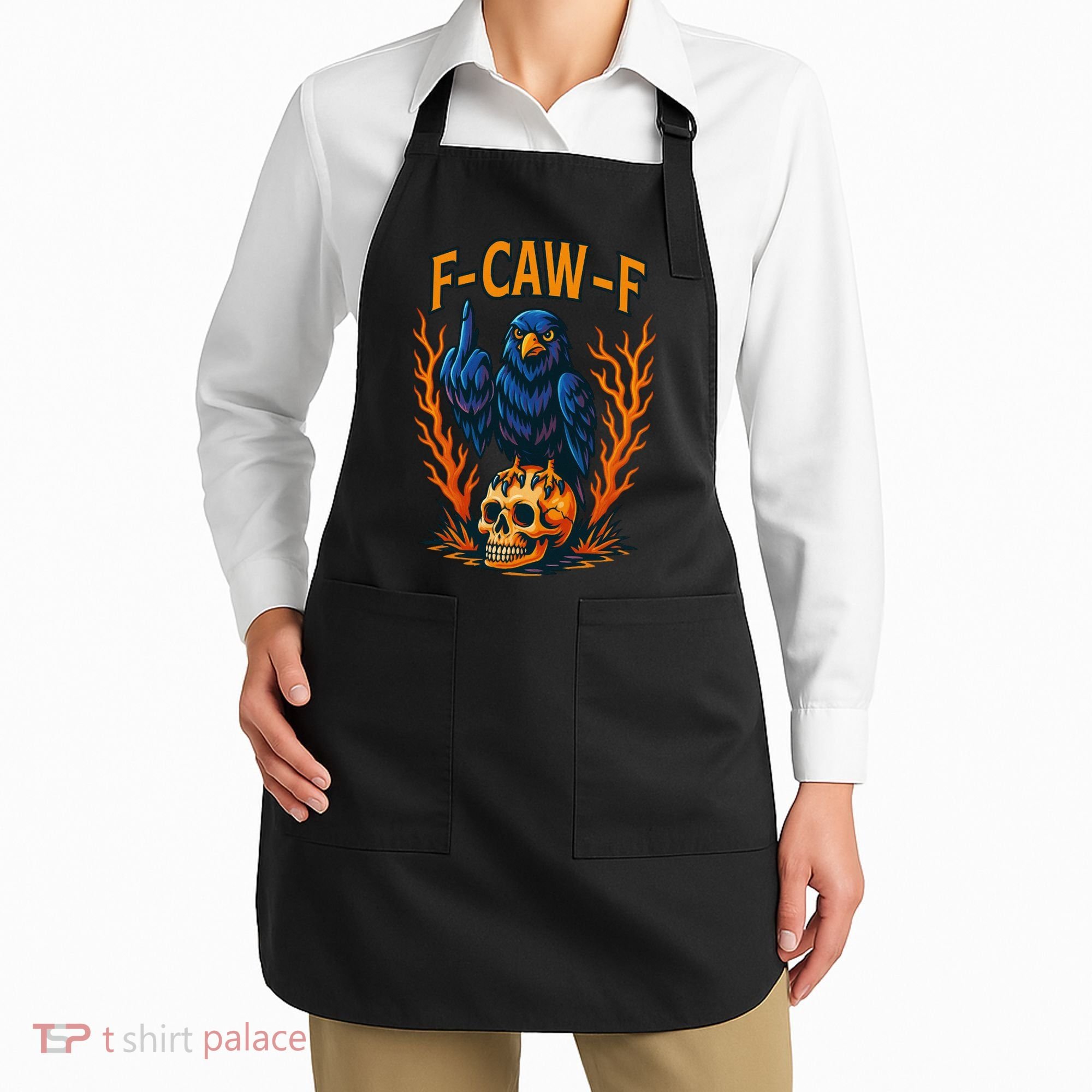 F-Caw-F Funny Crow Skeleton Skull Meme Apron
