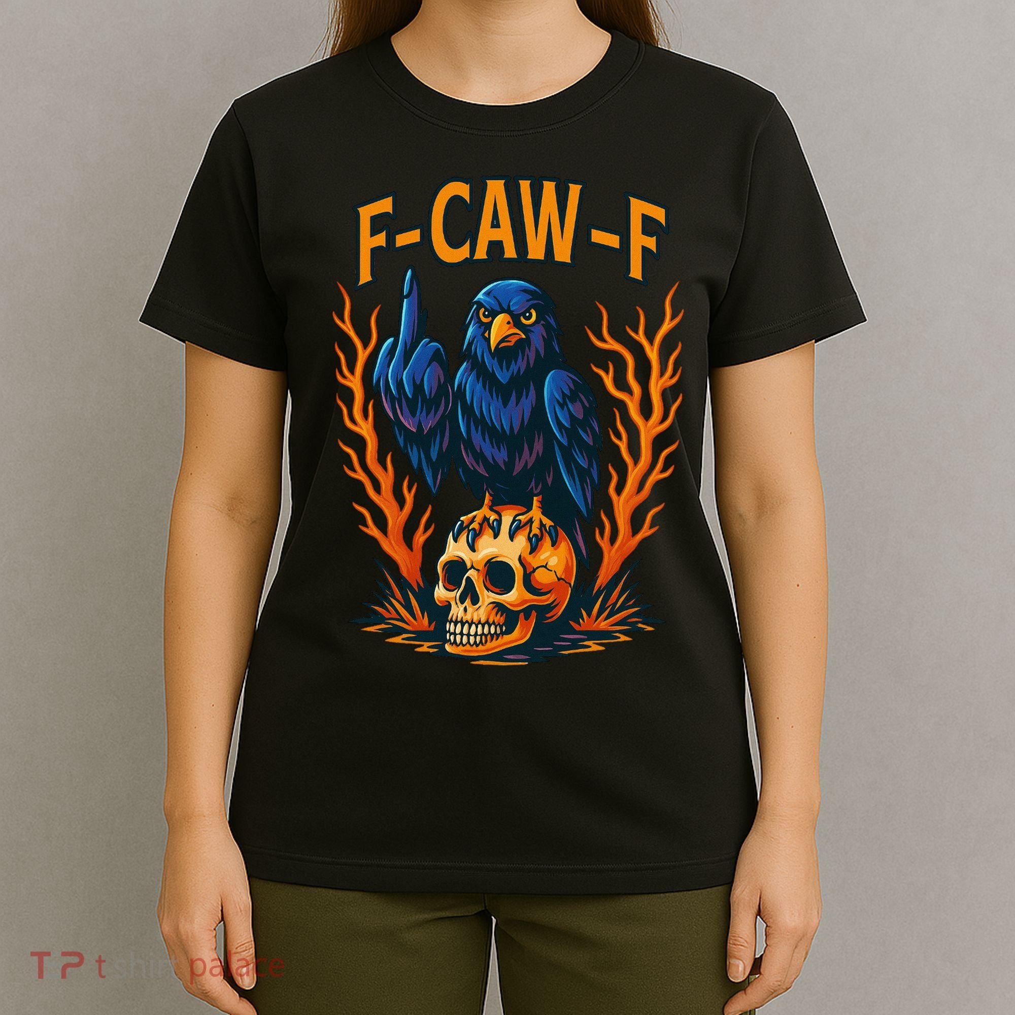 F-Caw-F Funny Crow Skeleton Skull Meme T-Shirt
