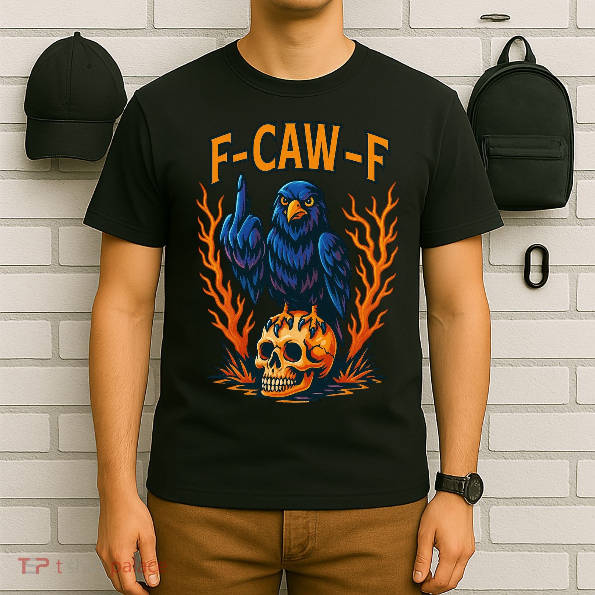 F-Caw-F Funny Crow Skeleton Skull Meme T-Shirt