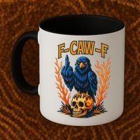 F-Caw-F Funny Crow Skeleton Skull Meme Coffee Mug thumb 2