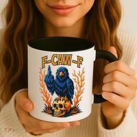 F-Caw-F Funny Crow Skeleton Skull Meme Coffee Mug thumb 3