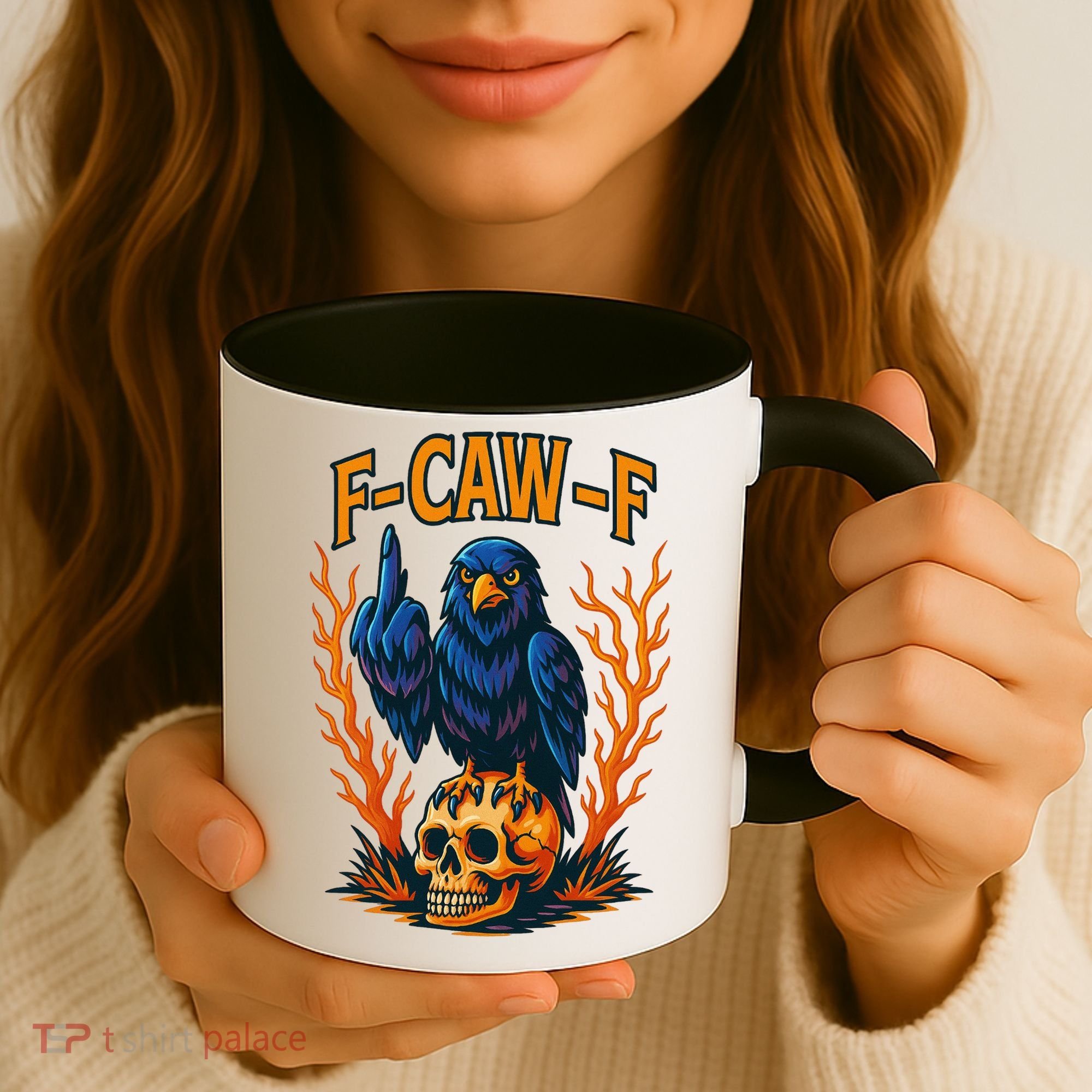 F-Caw-F Funny Crow Skeleton Skull Meme Coffee Mug