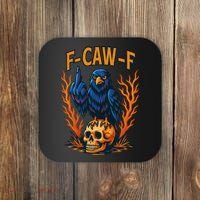 F-Caw-F Funny Crow Skeleton Skull Meme Coaster thumb 0